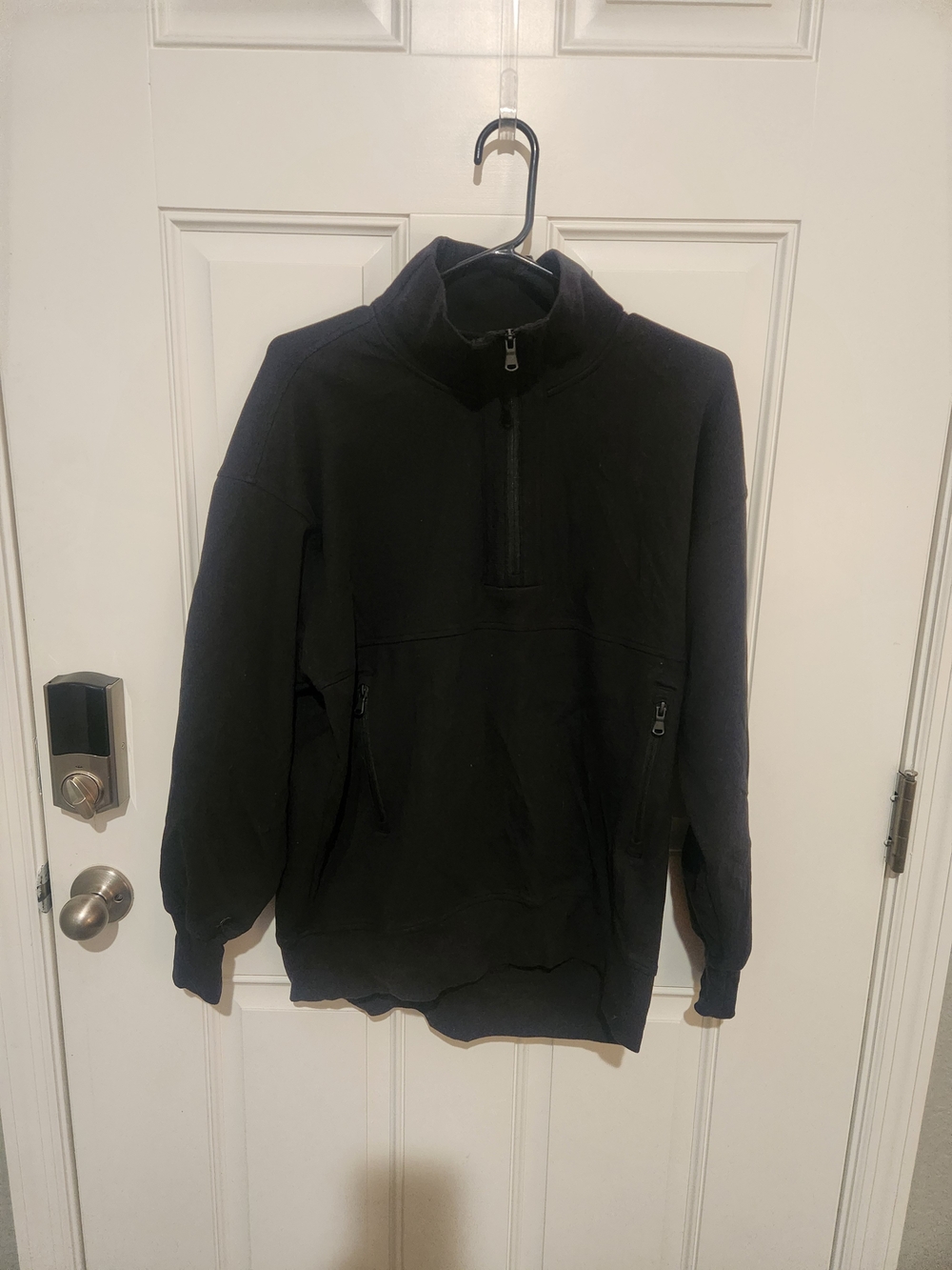 Old Navy Active Men's Black Fleece 1/4 Zip Mock Neck Pullover Pockets Sz S